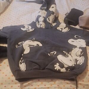 Peanuts Charcoal Hoodie with Cartoon Design